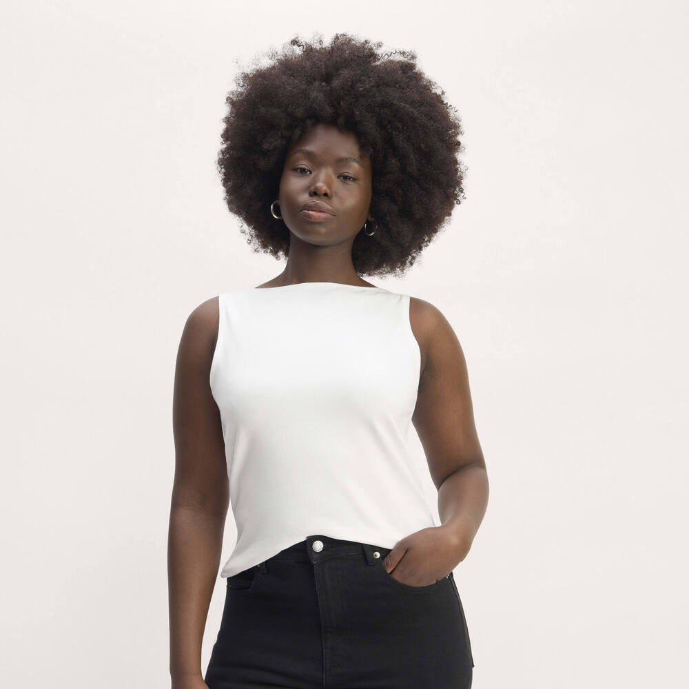 Everlane Women's Form Boatneck Tank Sweater in White, Size Small